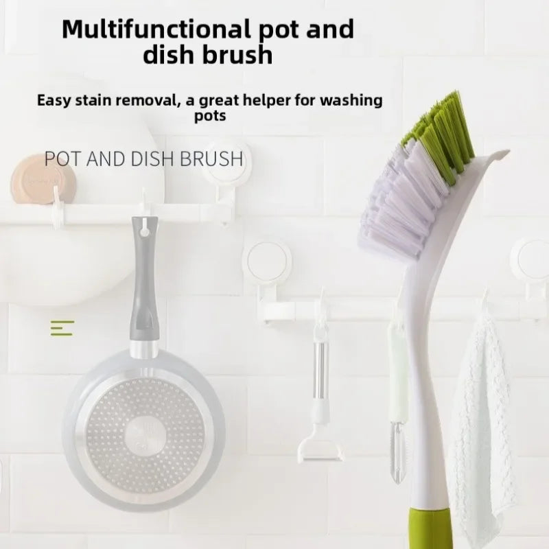 Long Handle Pot Scrubber Brush | Kitchen Dishwashing Tool