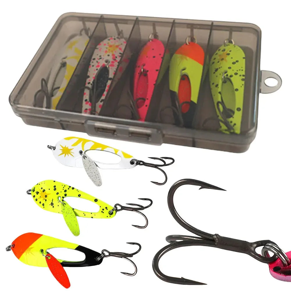 5-Pack Metal Spoon Fishing Lures with Treble Hooks Fishing Lures Peaceful Pleasures Health and Wellness
