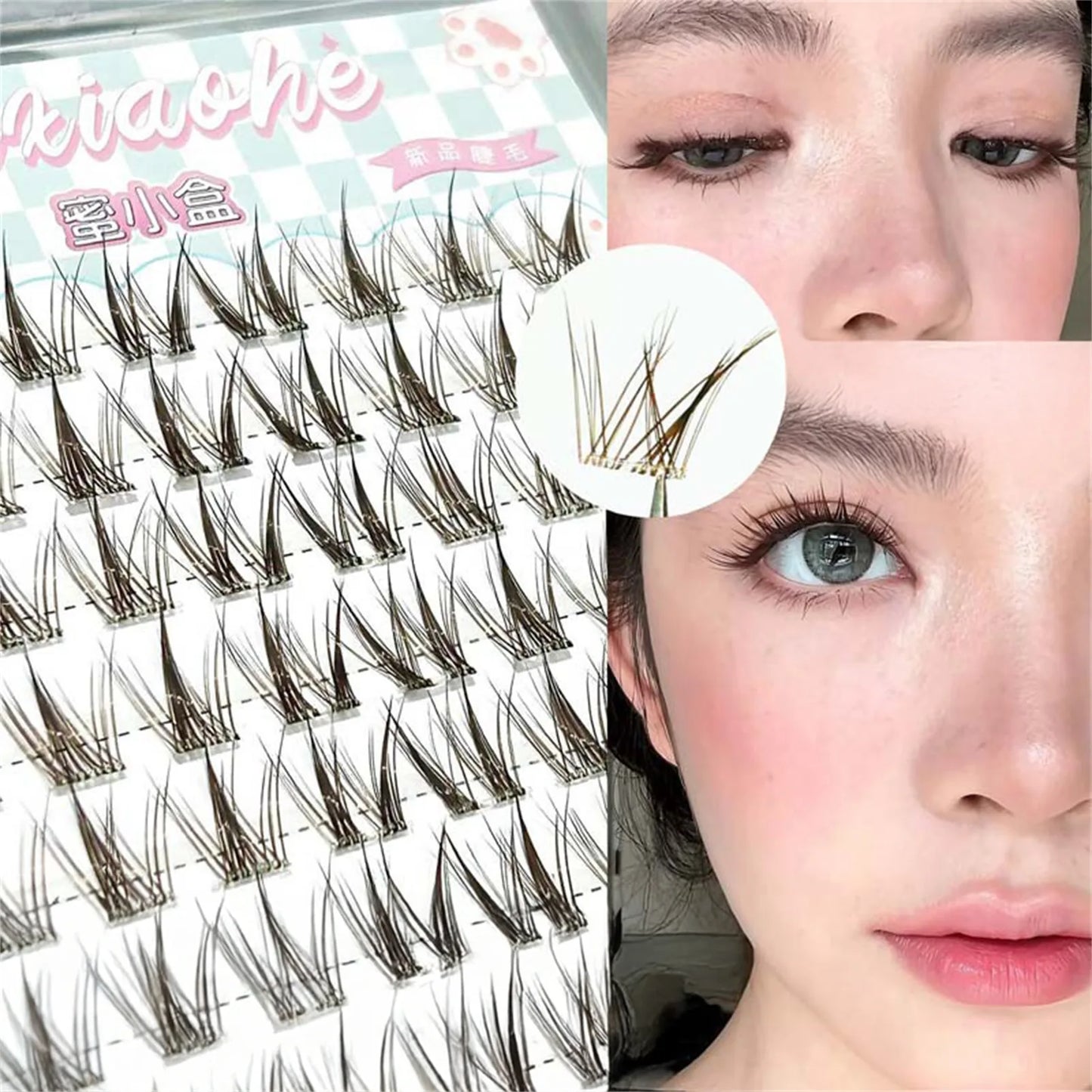Glue-Free Cluster False Lashes – Soft Natural Manga Style 10–12mm
