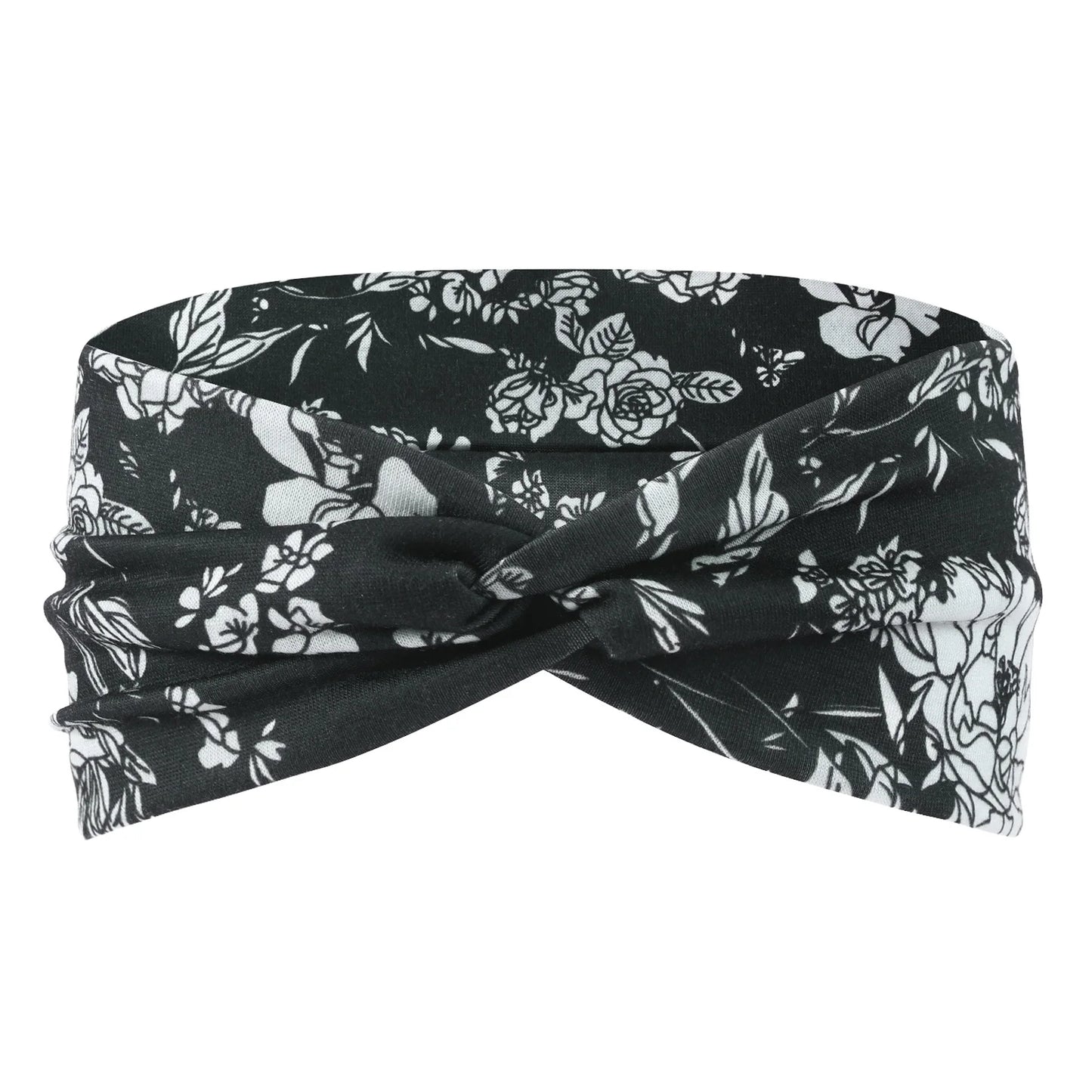 Women's Sports Headband Elastic Non-Slip Wide Sweat-Absorbing for Yoga Running Peaceful Pleasures Health and Wellness Black rose