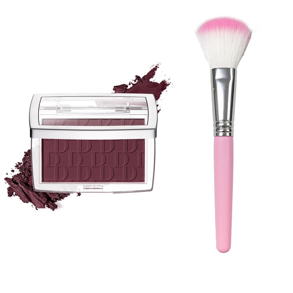 Matte Embossed Blush Palette & Brush – 6 Colors, Long-Lasting