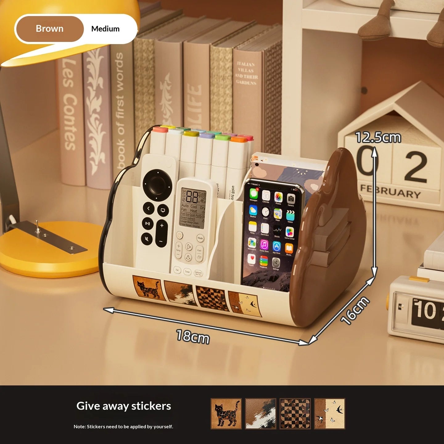 Space Saving Multi Compartment Desktop Organizer for Students Office Workers Cosmetic Stationery Office Supplies Storage Peaceful Pleasures Health and Wellness M Brown
