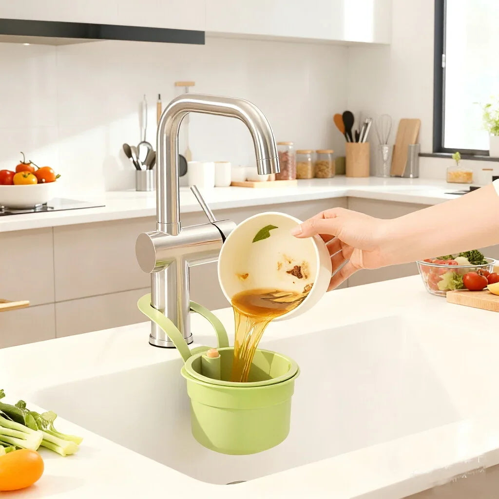 2-in-1 Kitchen Sink Drain Filter with Self-Cleaning Basket