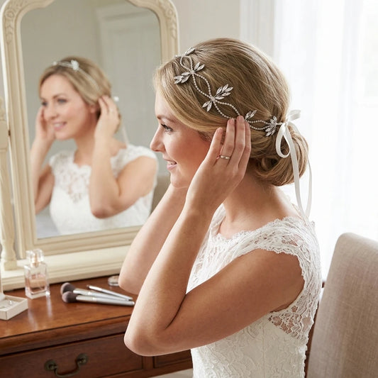 Bridal Hair Band With Rhinestones For Wedding Dress Elegant White Headpiece Peaceful Pleasures Health and Wellness