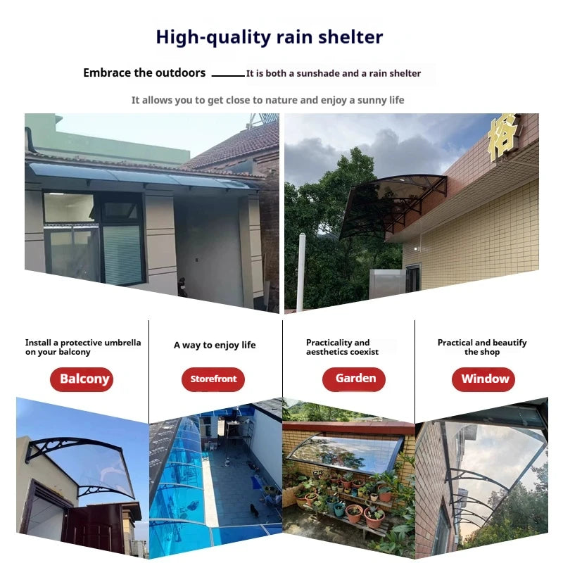 Good Clear Arched Polycarbonate Window Door Awning Shade Canopy Canopies Wall Mounted Roof Rain Shelter Front Door Peaceful Pleasures Health and Wellness