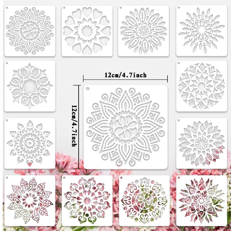 Hollow Mandala Stencils Painting Craft Templates Children Drawing