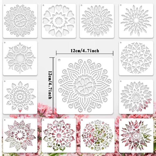 Hollow Mandala Stencils Painting Craft Templates Children Drawing Peaceful Pleasures Health and Wellness