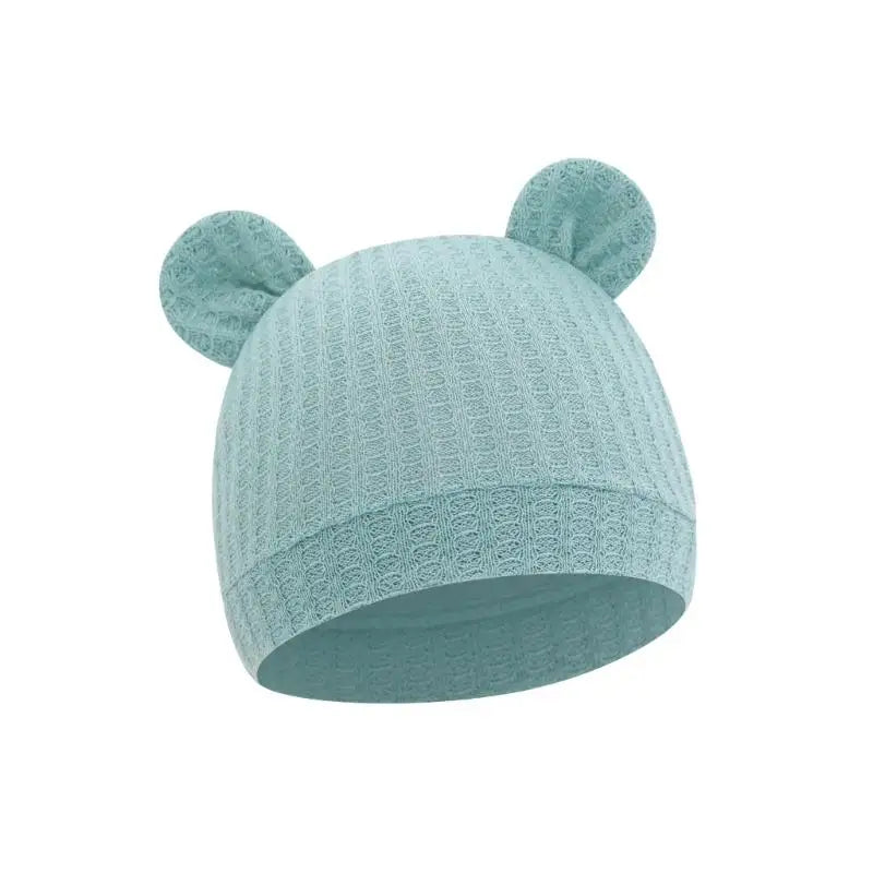 Bear Ear Newborn Baby Hat | Waffle Knit Stretchy Cap 0–24 Months