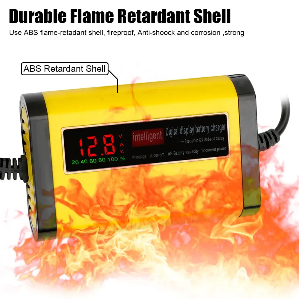 2A Fast Car Battery Charger 3 Stage Full Automatic LCD Digital for AGM GEL Lead Acid Battery Maintainer Peaceful Pleasures Health and Wellness