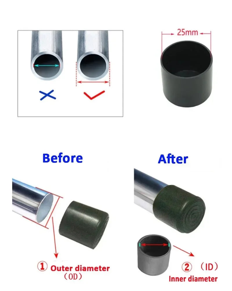PVC Round Furniture Leg Caps | Anti-Slip Floor Protectors