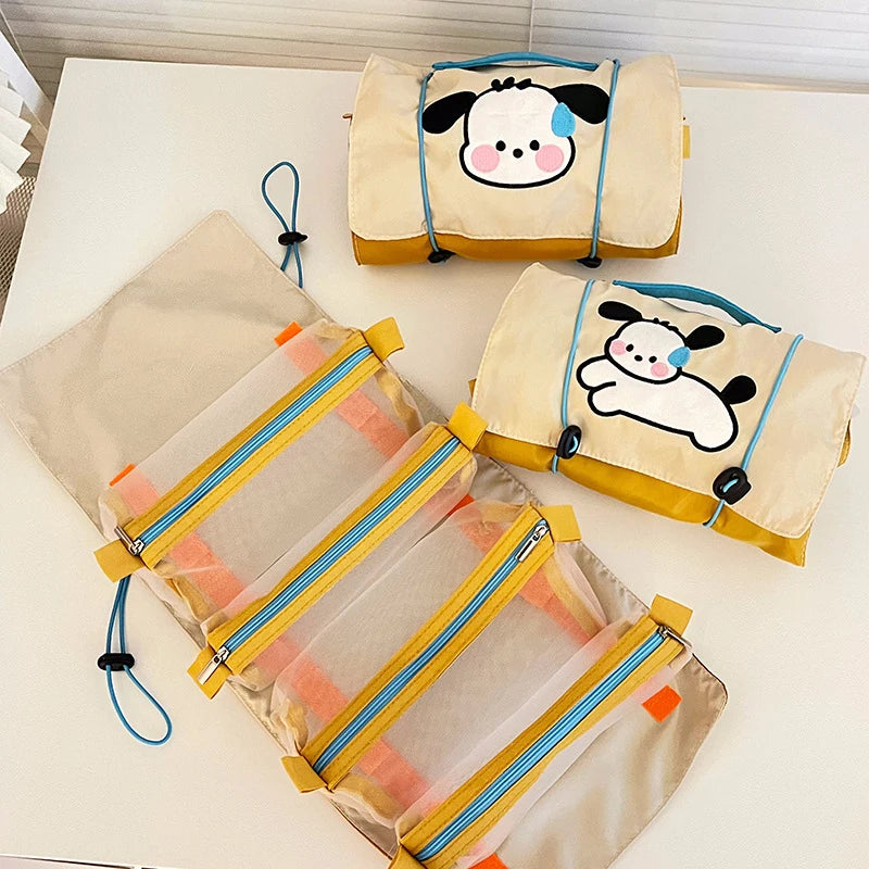 Cartoon Dog 4-in-1 Cute Makeup Bag Large Capacity Premium Feel New Women's Travel Bag Waterproof Handheld Bag Peaceful Pleasures Health and Wellness