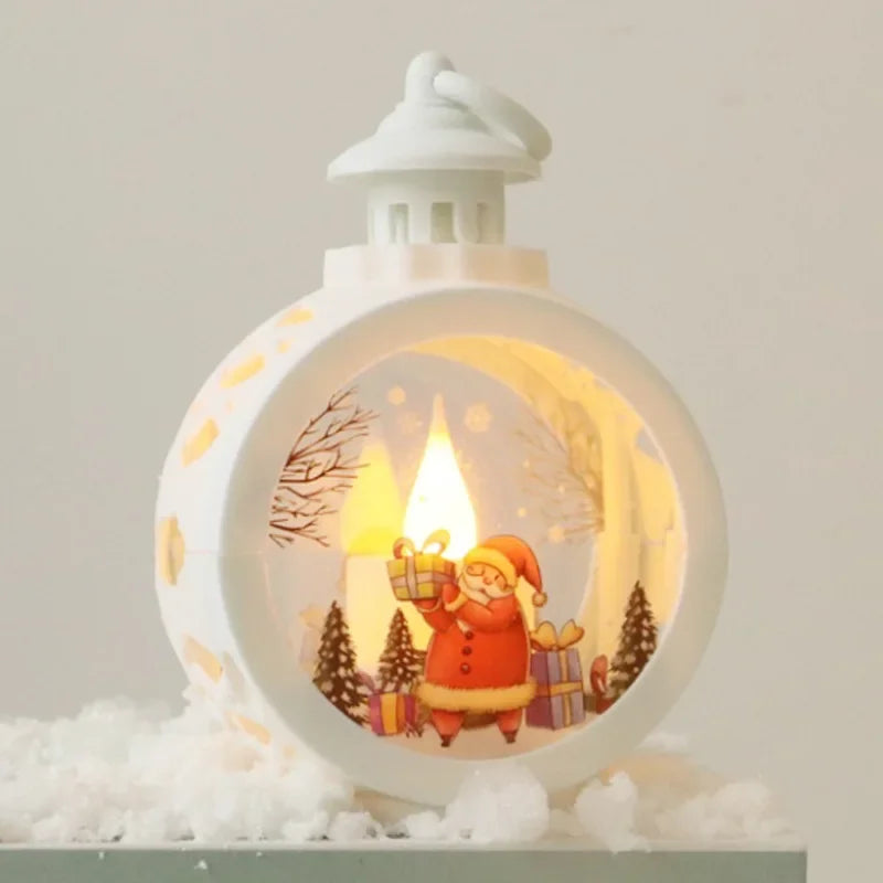 Santa Claus & Snowman Retro Night Light Decoration Hanging LED Lights Luminous Gift Christmas Decorations for Window Display Peaceful Pleasures Health and Wellness Santa Claus