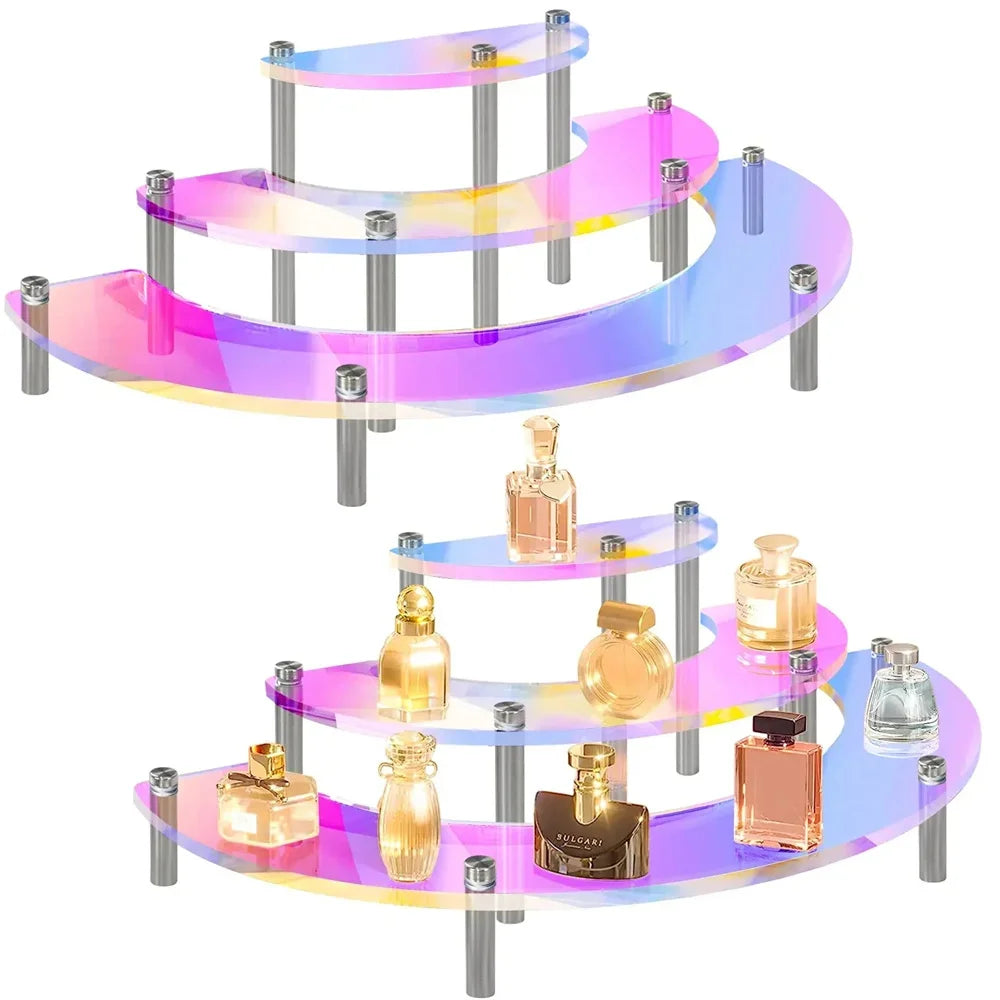 3-Tier Rainbow Acrylic Half Moon Display Stand & Organizer