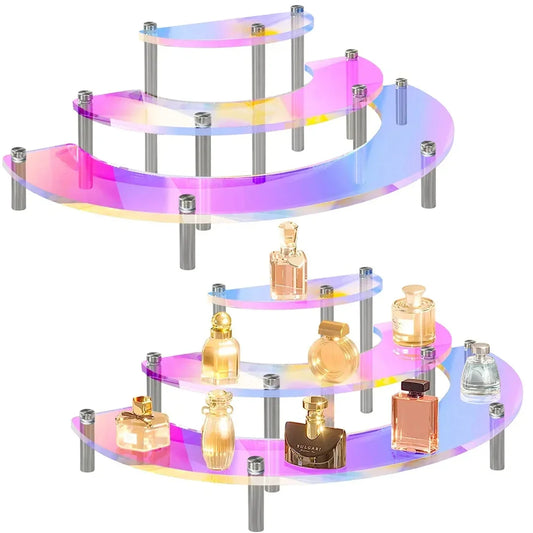 3-Tier Rainbow Acrylic Half Moon Display Stand & Organizer Acrylic Display Stand Peaceful Pleasures Health and Wellness