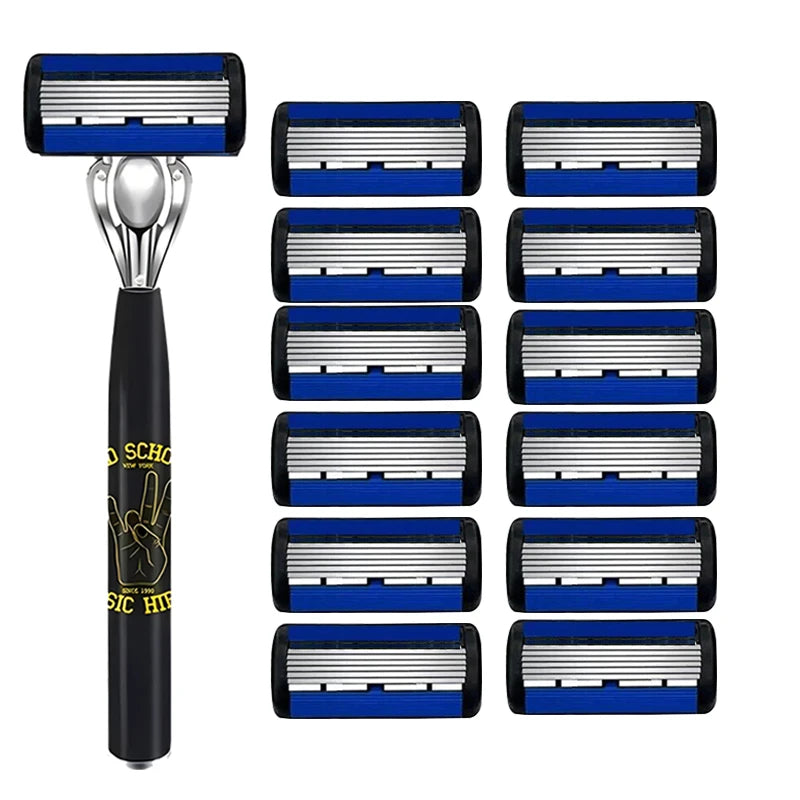 Manual Safety Razor – 1 Handle + 18 Blades | 6-Layer Steel