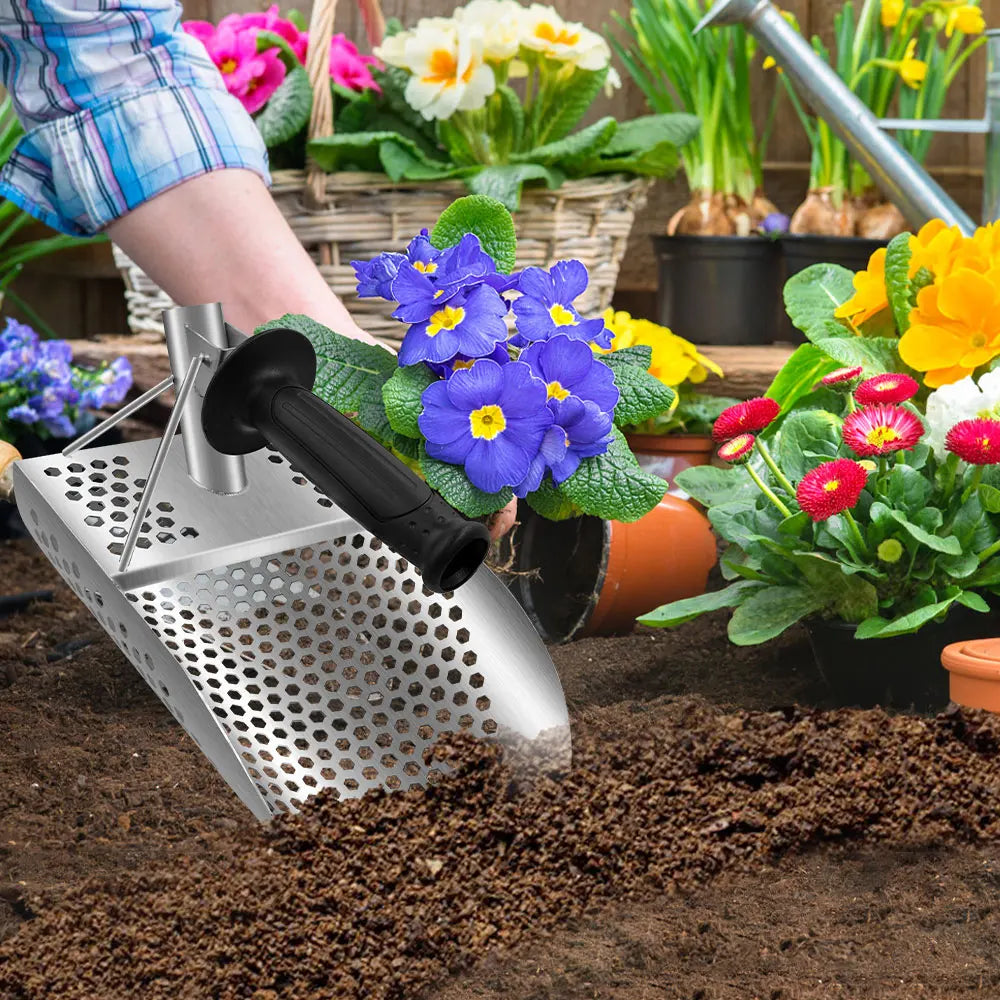 Protable Beach Sand Scoop Shovel Metal Detector Sand Scoops Treasure Detecting Metal Detector Hunting Stainless Steel Tool Hex Peaceful Pleasures Health and Wellness