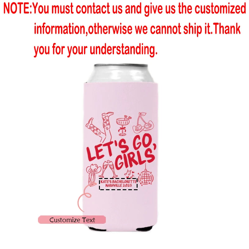 5-Pack "Let's Go Girls" Cowgirl Bachelorette Can Coolers Bachelorette Can Coolers Peaceful Pleasures Health and Wellness custom B 5pcs 8.5x16cm