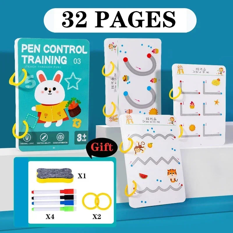 Reusable Magic Tracing Workbook Pen Eraser Book Drawing Practice