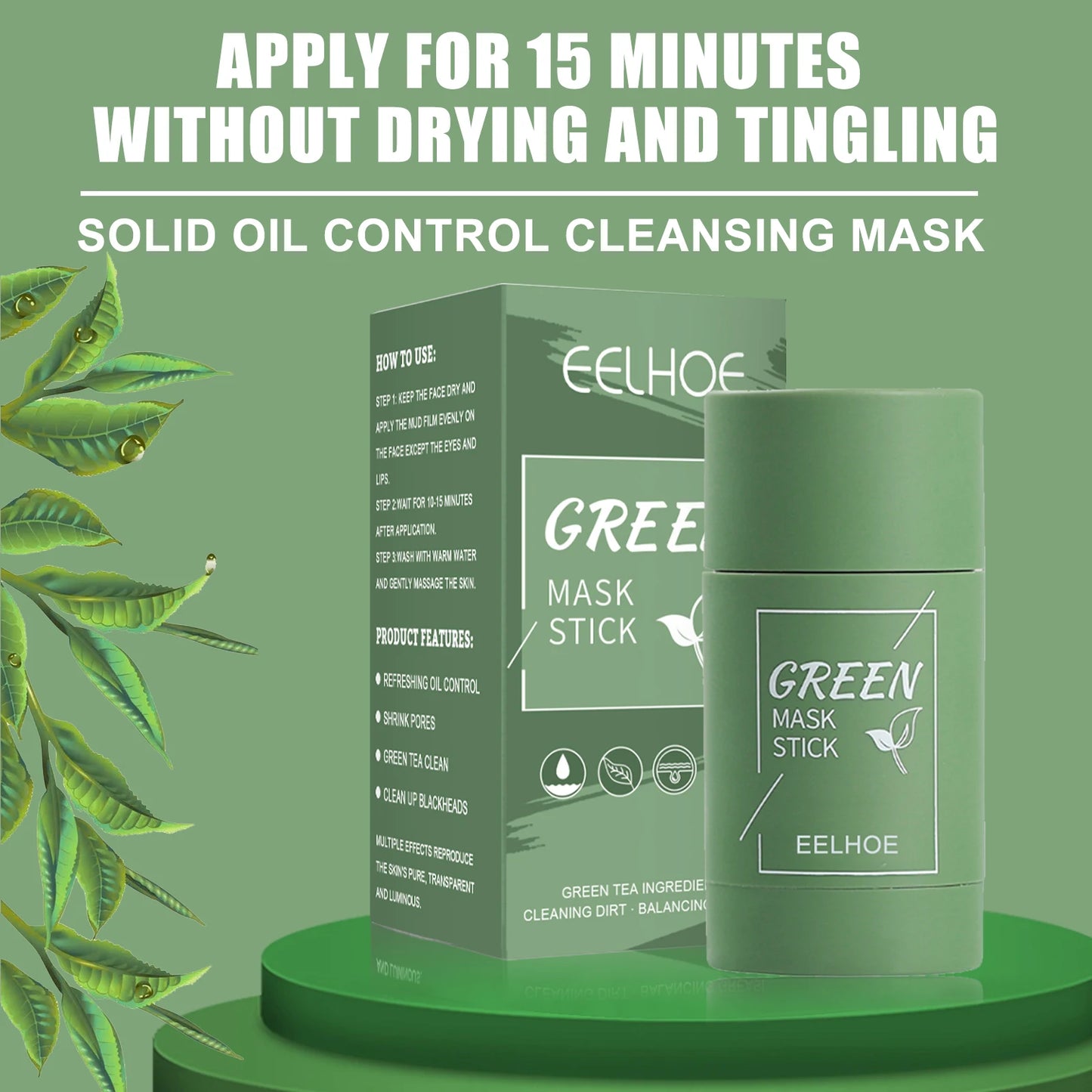 Green Tea Solid Cleansing Mask Stick – Pore & Blackhead Care