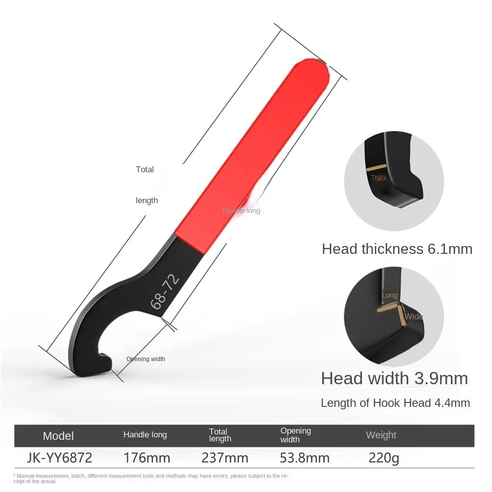 45-48HRC Hook Wrench Spanner Anti Slip Handle For Round Nut C Wrench Tools Type 38-42mm/45-52mm/55-62mm/68-72mm Black Oxidized Peaceful Pleasures Health and Wellness 68-72mm