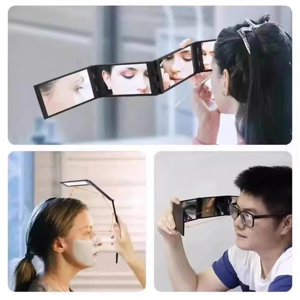 360° 4-Way Folding Mirror – Back Head & Travel Makeup Mirror