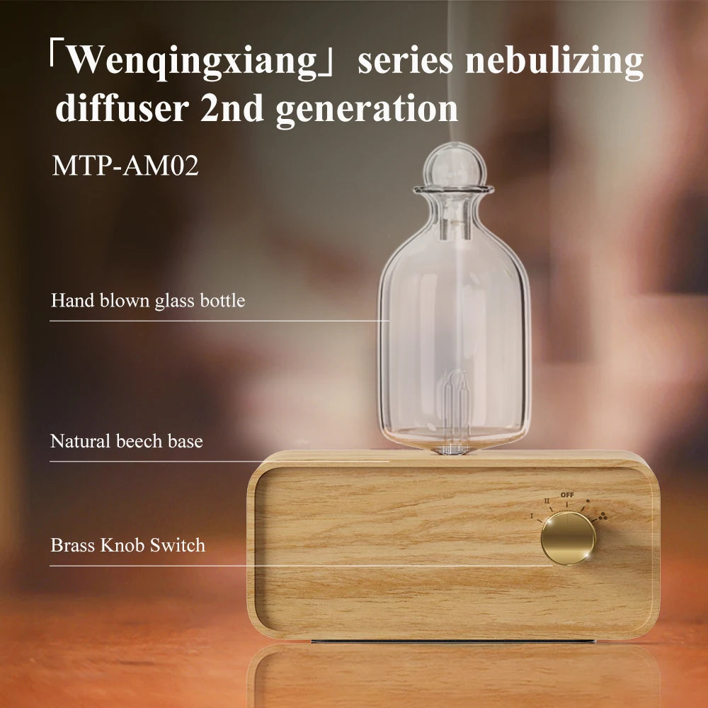 Essential Oil Diffuser Waterless Operated Aromatherapy Diffuser for Home Office Wood and Glass Aroma Diffuser Scent Machine Peaceful Pleasures Health and Wellness
