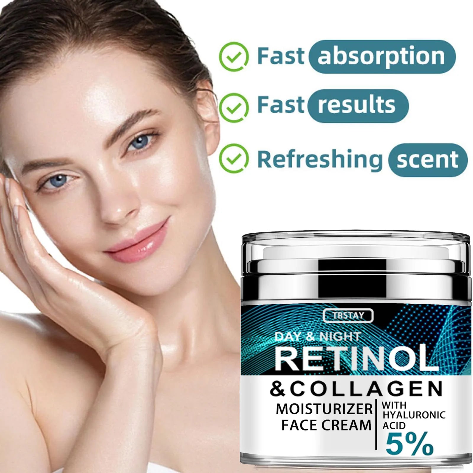 Collagen Retinol Hyaluronic Acid Cream, Retinol and Collagen Face Cream, Peaceful Pleasures Health and Wellness