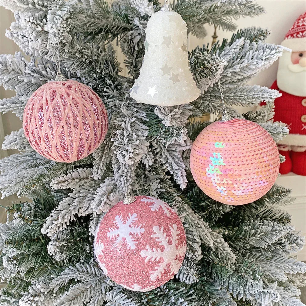 Pink Foam Christmas Ball Ornament 10cm | Holiday & Wedding Decor