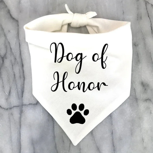 Dog of Honor Wedding Bandana Scarf | Bridal Pet Gift Pet Wedding Bandana Peaceful Pleasures Health and Wellness Honor