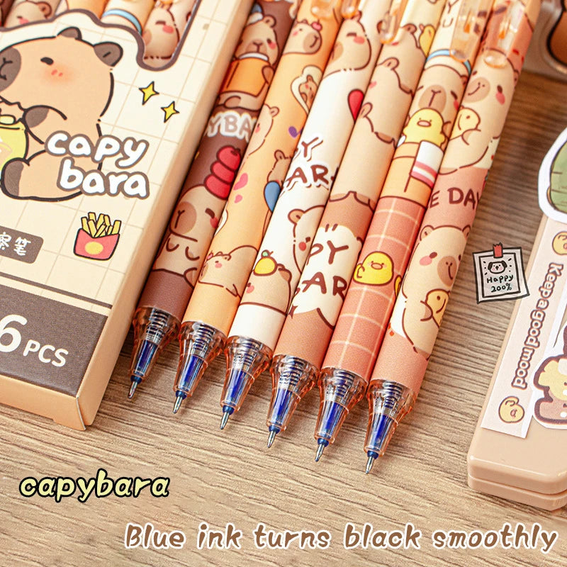 Cute Capybara Gel Pens Kawaii Pen Quickly-drying Blue Erasable Office