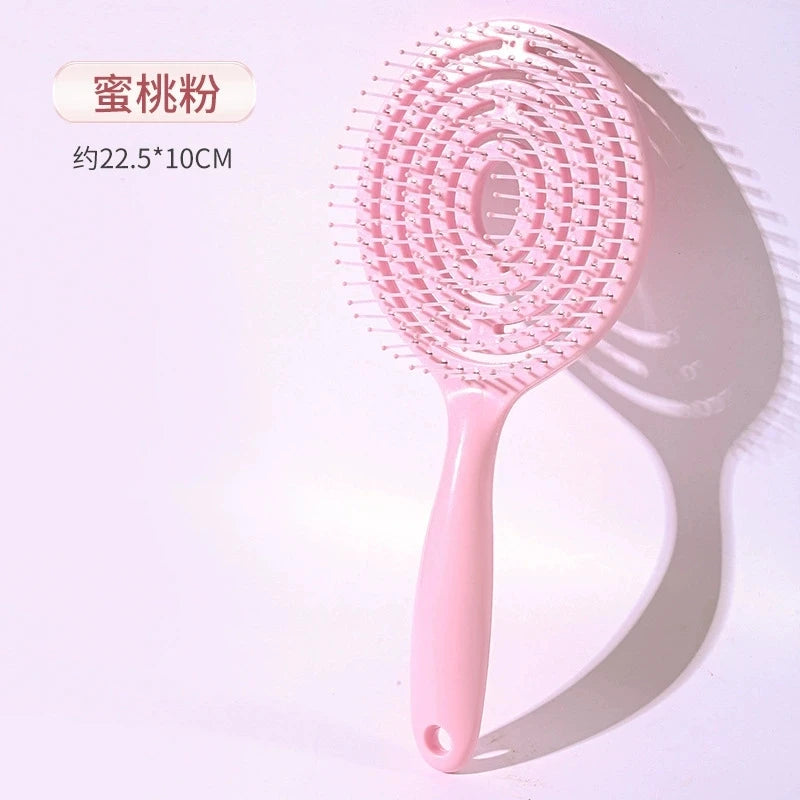 Lollipop Hollow Volumizing Hair Comb | Macaron Colors Volumizing Hair Comb Peaceful Pleasures Health and Wellness Pink
