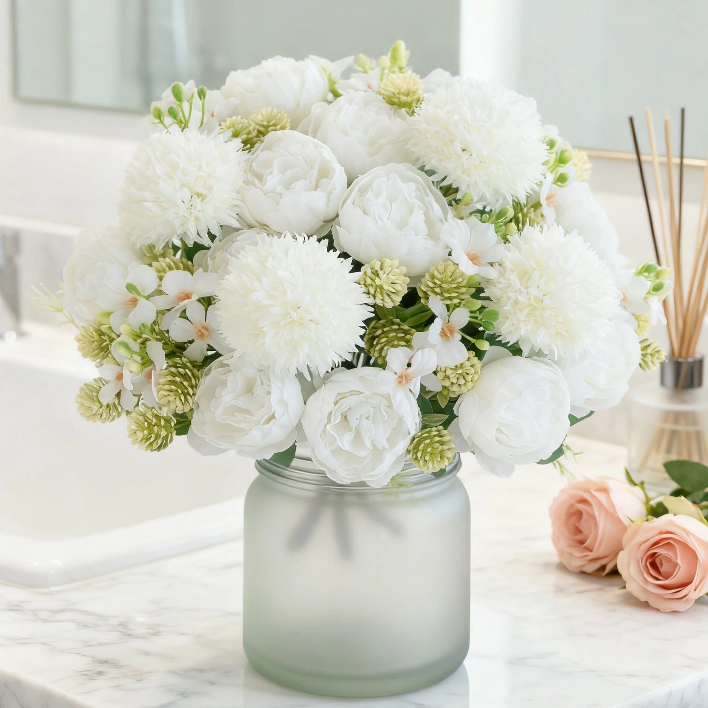 Artificial Silk Peony Bouquet | Wedding & Home Decor Flowers