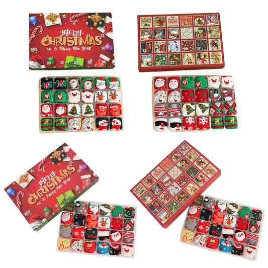 12Pairs Christmas Stocking Gift Box Christmas 24 Day Countdown Blind Box Christmas Socks Soft Breathable Stocking Stuffer Peaceful Pleasures Health and Wellness