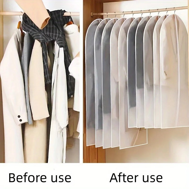 5-Pack Hanging Garment Bags – Transparent Zipper Dust Covers