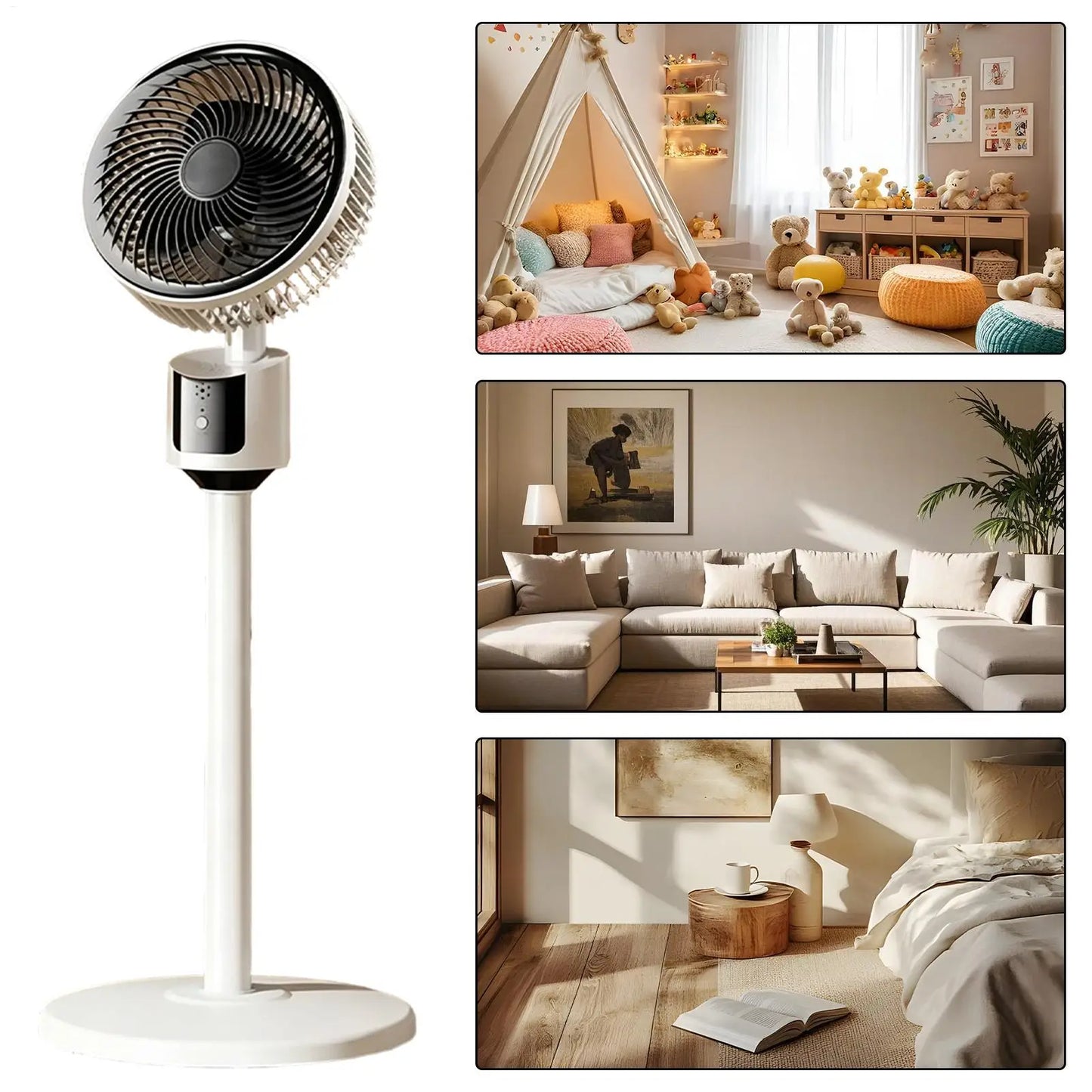 3-Speed USB Floor Fan – Quiet Standing Fan for Home & Dorm