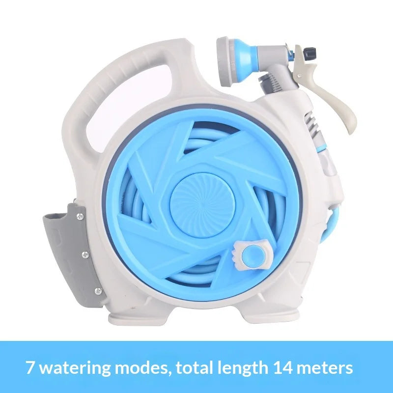 Portable Garden Hose Cart 15m Storage Organizer for Yard Watering Car Washing and Outdoor Use Peaceful Pleasures Health and Wellness Blue