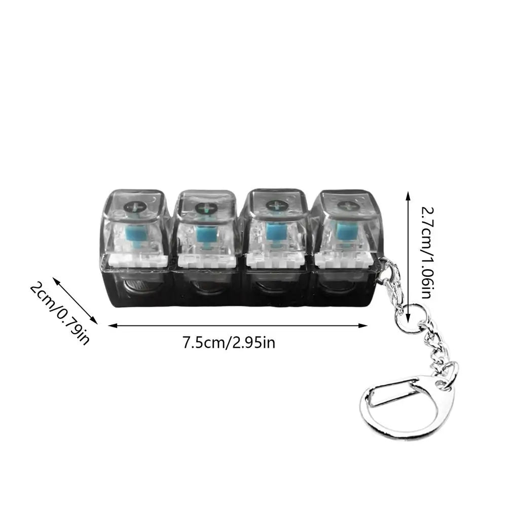 4-Key Mechanical Keyboard Fidget Keychain | Light-Up Keys