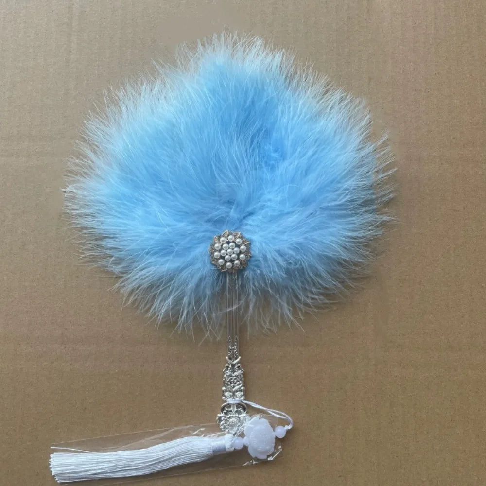 Fluffy Feather Fan with Tassels – Foldable Dance & Photo Prop
