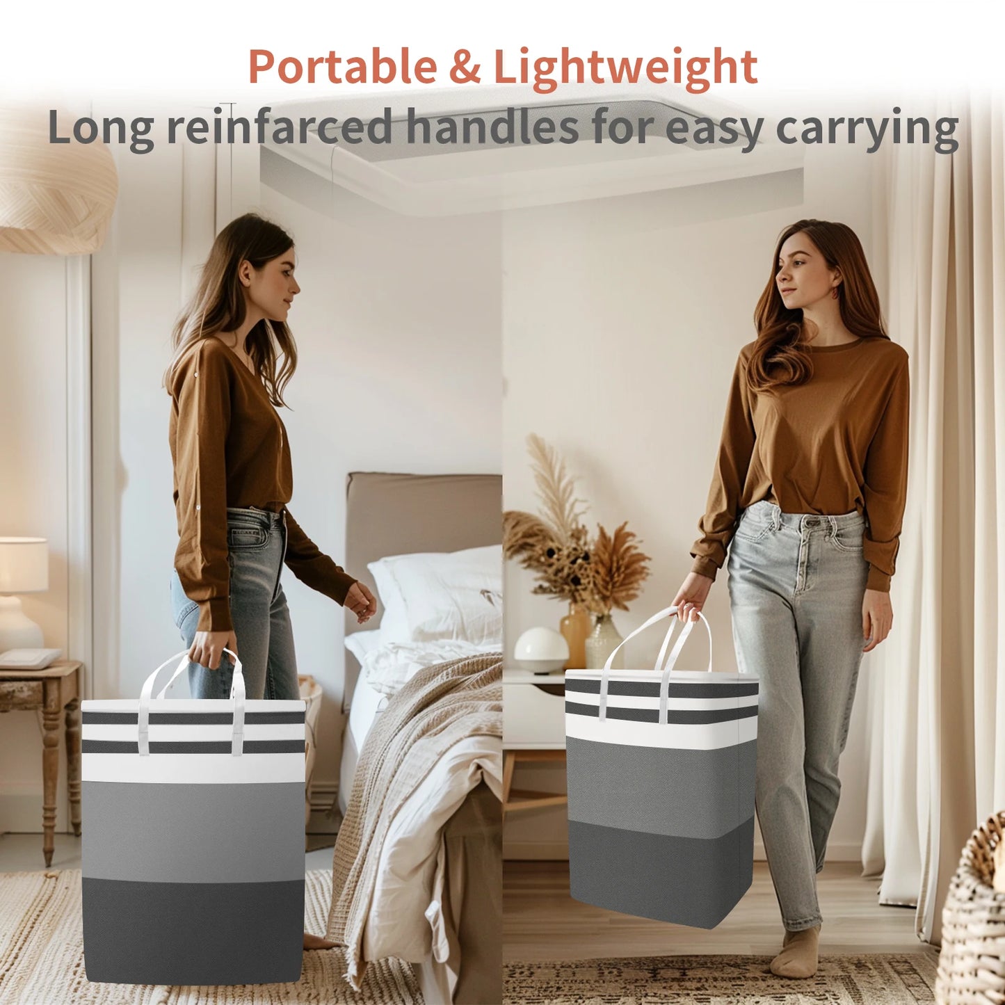 75L Freestanding Laundry Basket with Extended Handle Collapsible Large Cotton Clothes Hamper Storage Basket Peaceful Pleasures Health and Wellness