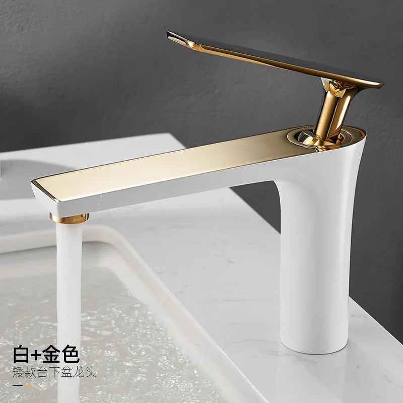 Black Gold Brass Basin Faucet | Single Handle Hot & Cold Tap