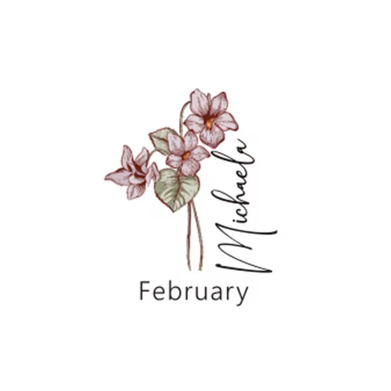 Personalized Birth Flower Glass Cup | Bamboo Lid & Straw Gift