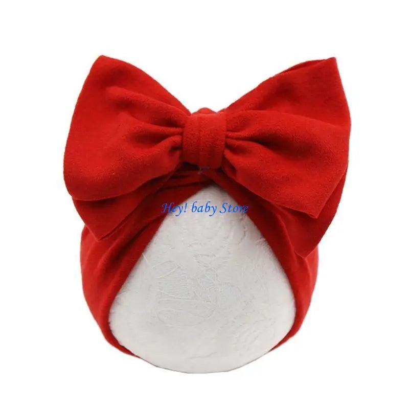 Baby Girl Big Bow Turban Hat | Newborn Photo Prop Beanie