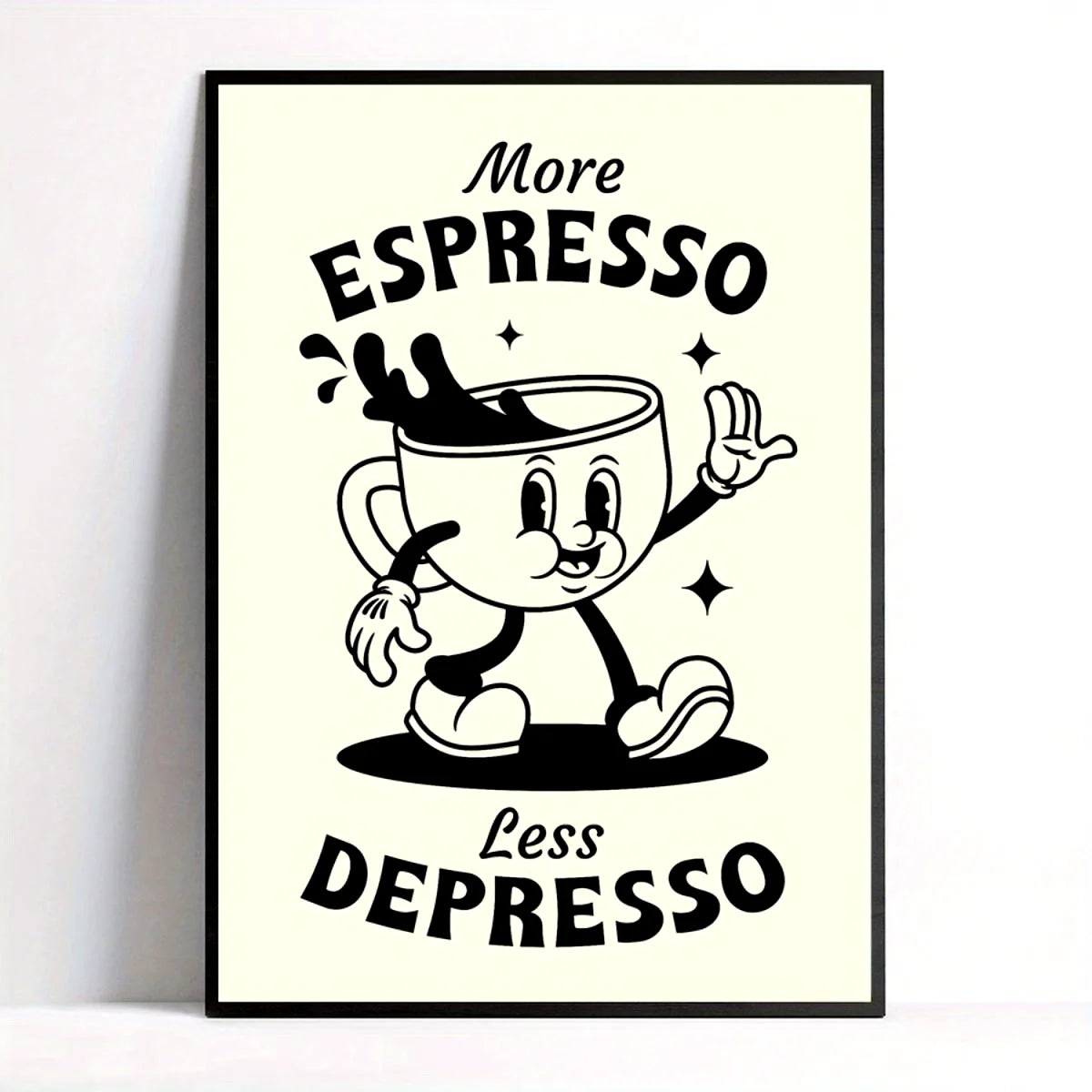"More Espresso, Less Depresso" Canvas Posters: Artistic Illustration Wall Art for Home Decor Frameless Canvas Poster Peaceful Pleasures Health and Wellness ZLH4682 80x120cm Unframed