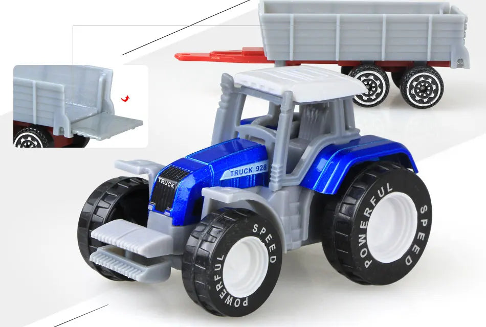 Diecast Farm Vehicles Mini Car Model Engineering Tractor Toys Kids