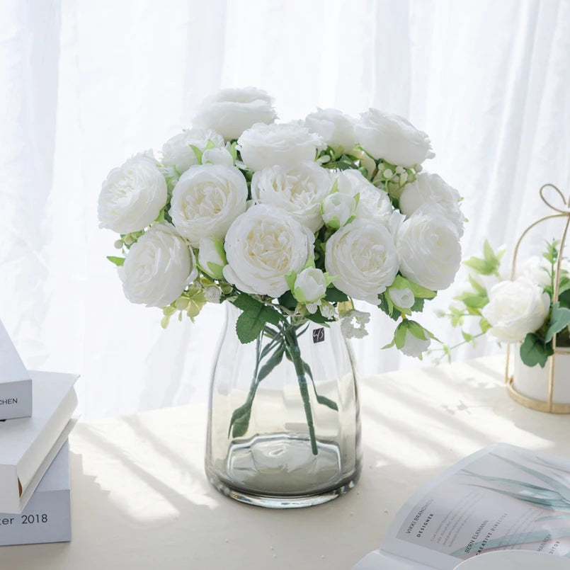 Silk Peony Bouquets 2/4PCS – Artificial Flowers Wedding & Home