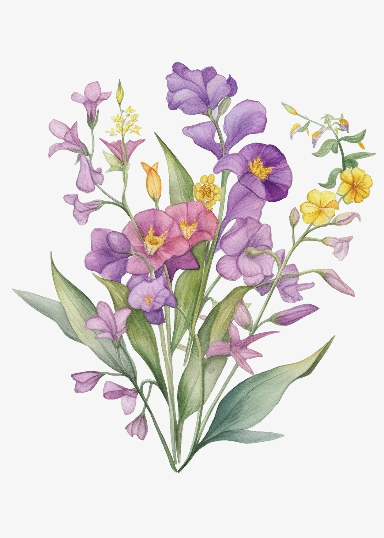 Boho Wildflower Watercolor Canvas Poster | Minimalist Floral Art