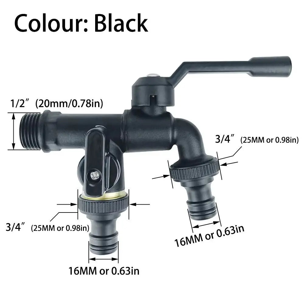 Black Brass Anti-Freeze Bibcock Faucet – Dual Outlet 1/2"