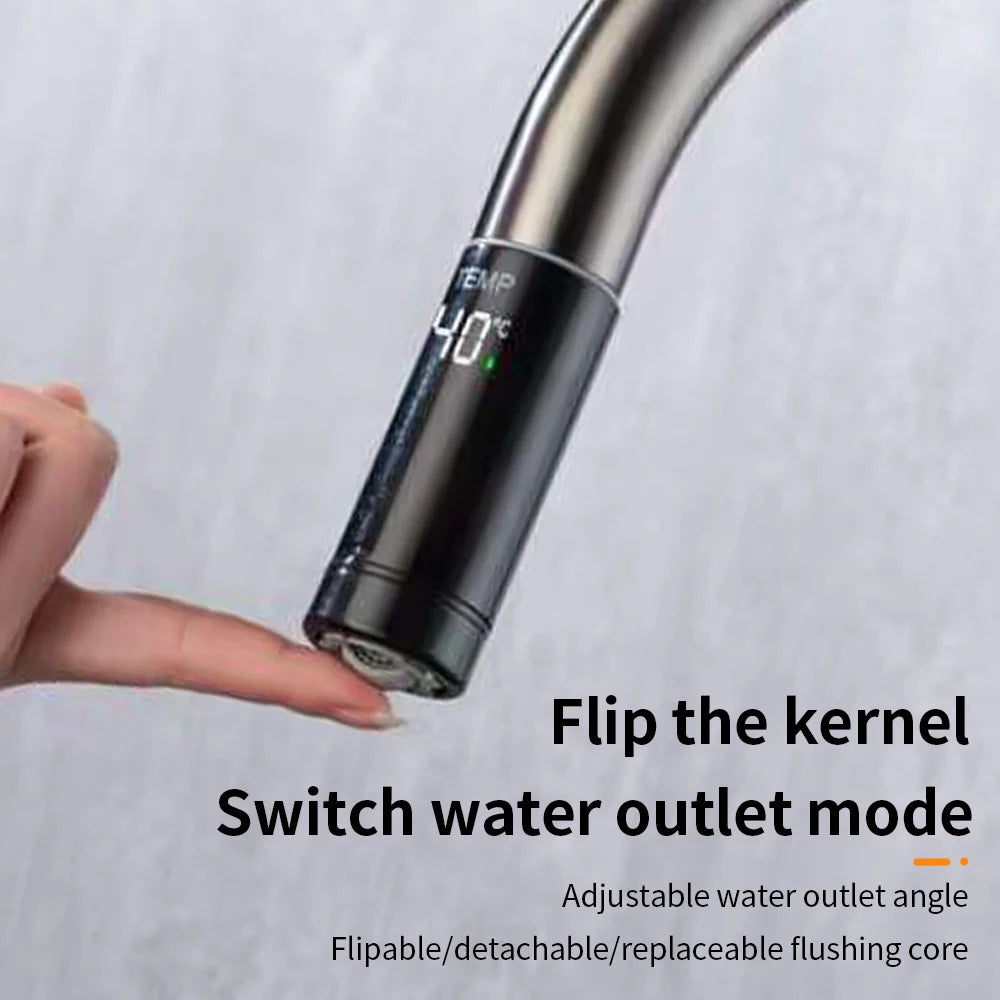 Temperature Display Pull-Out Kitchen Faucet Sprayer Head