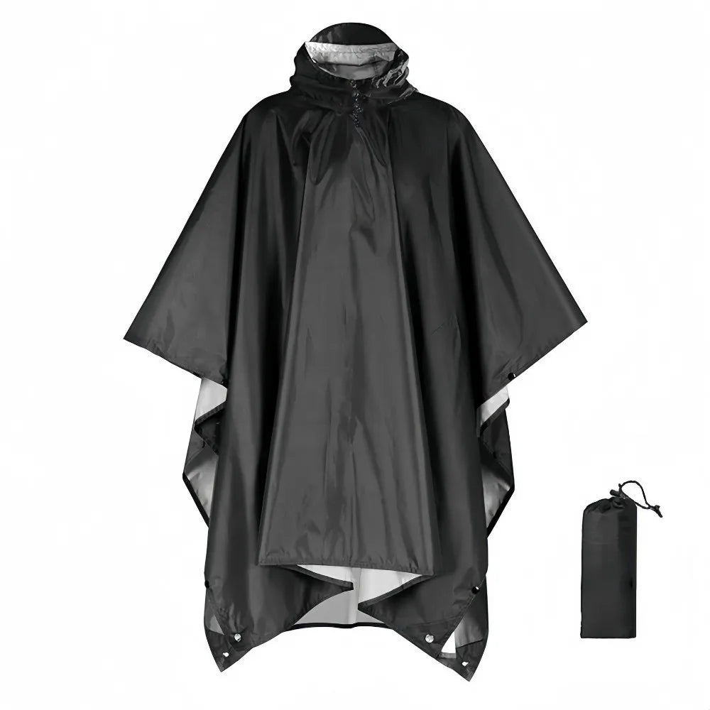 New 3 in 1 Outdoor Raincoat Hooded Sleeve Multifunction Rain Poncho Waterproof Portable Outdoor Rainwear Hiking Travel Peaceful Pleasures Health and Wellness Black-Without Pocket