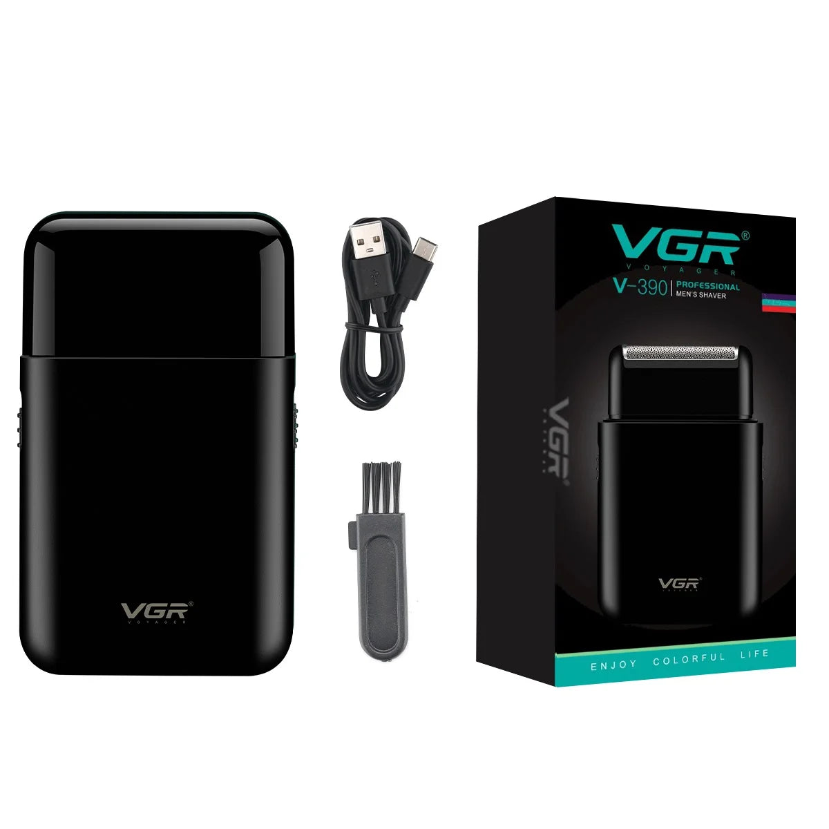 VGR convenient USB charging mini men's shaver electric hair trimmer reciprocating blade deep cleaning razor hair trimmer V-390 Peaceful Pleasures Health and Wellness USB 1